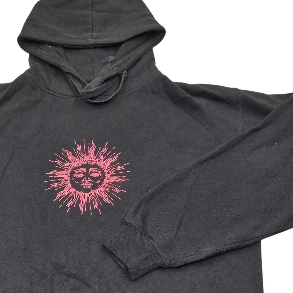 Rays for Daze Solar Sun Graphic Hoodie Pullover Black Womens‎ Medium